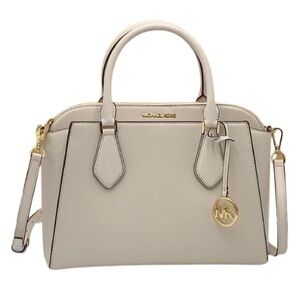 Daria Large Satchel Leather Bag in Light Cream | MICHAEL KORS